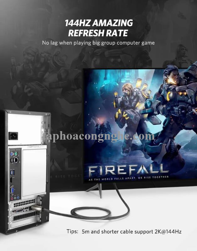 Ugreen 30124 10M Màu Đen Cáp 2 Đầu Displayport V1.2 cao cấp hỗ trợ 4K*2K 60GHz DP107 30030124